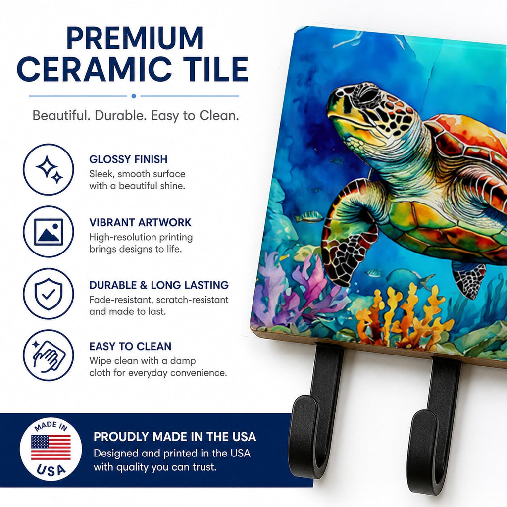Loggerhead Sea Turtle Leash or Key Holder Wall Hooks, Coat Rack Wall Mount, for Hanging Keys, Towels, Aprons, Leashes