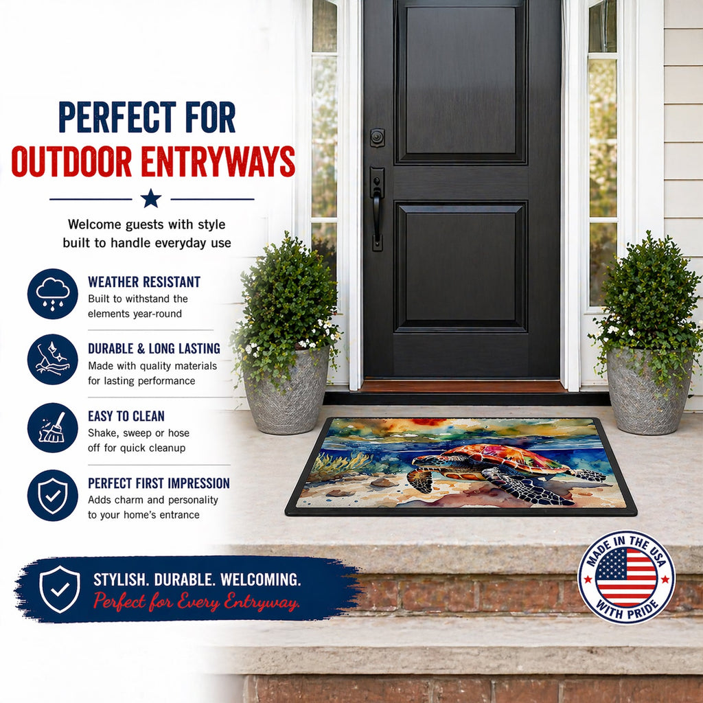 Loggerhead Sea Turtle Doormat Indoor Outdoor 24H X 36W Front Door Mat Rugs for Entryway, Non Slip Washable Low Pile,