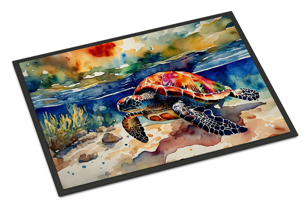 Loggerhead Sea Turtle Doormat Indoor Outdoor 18H X 27W Front Door Mat Rugs for Entryway, Non Slip Washable