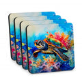 Loggerhead Sea Turtle Foam Coasters Set of 4 Cup Coasters for Indoor Outdoor, Tabletop Protection, Anti Slip, Mouse pad Material