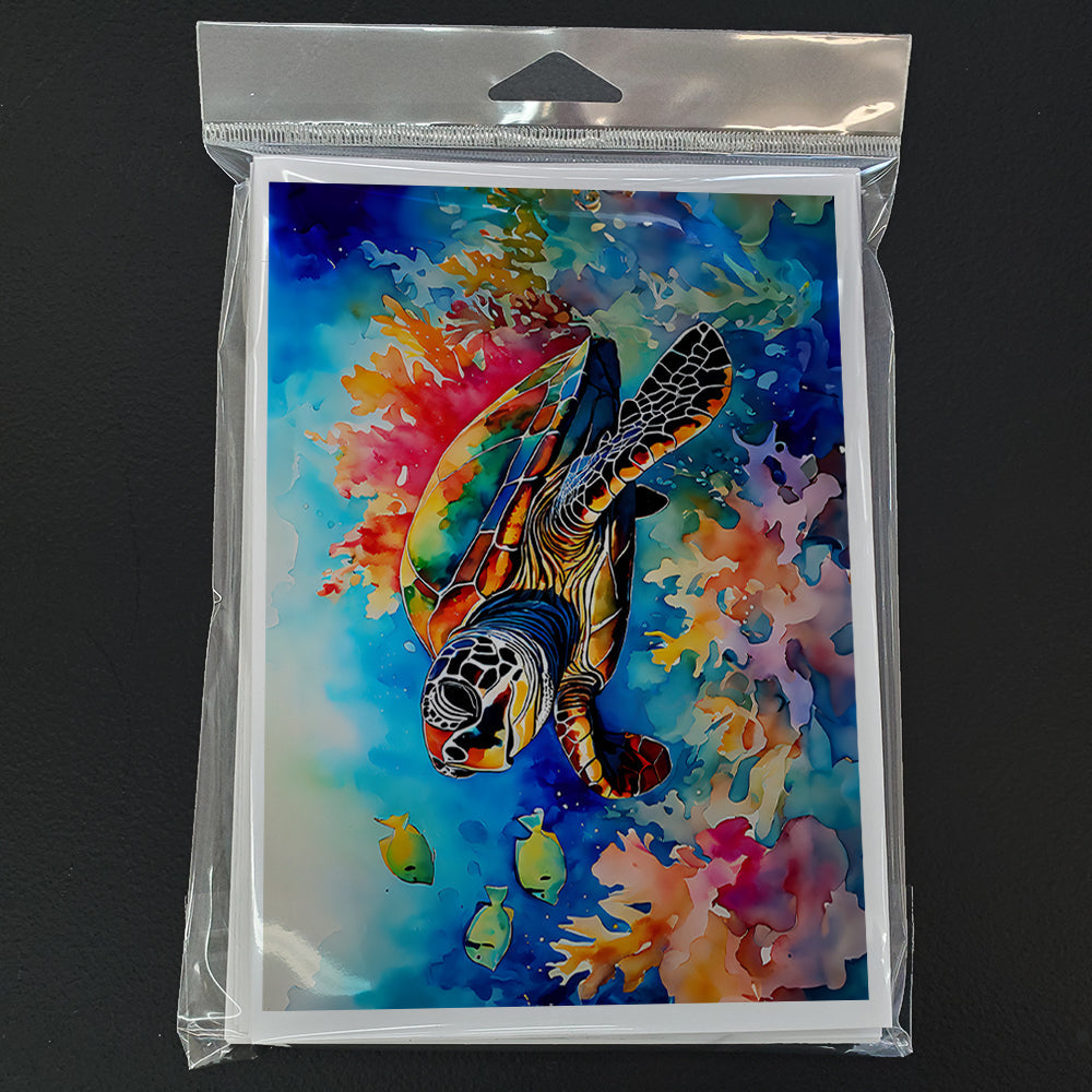 Loggerhead Sea Turtle Greeting Cards Pack of 8 Blank Cards with Envelopes Whimsical A7 Size 5x7
