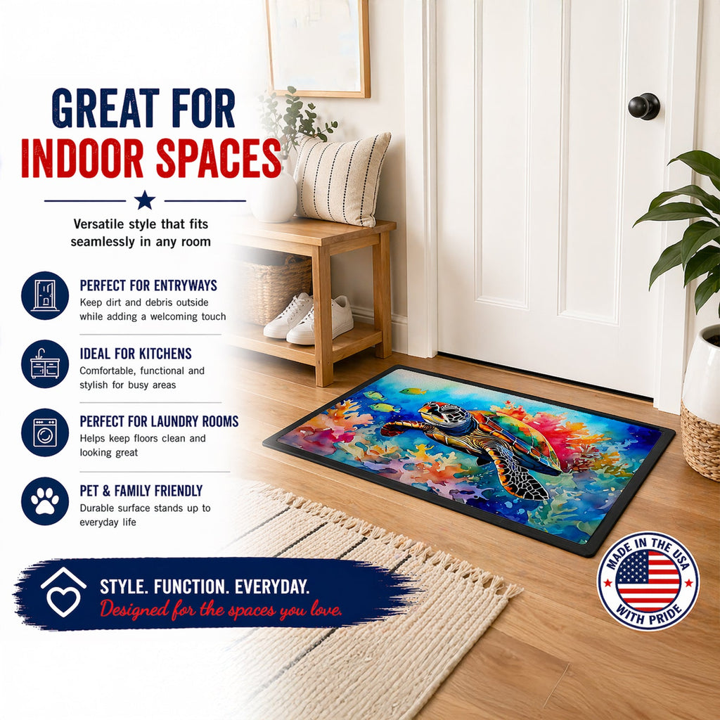 Loggerhead Sea Turtle Doormat Indoor Outdoor 24H X 36W Front Door Mat Rugs for Entryway, Non Slip Washable Low Pile,