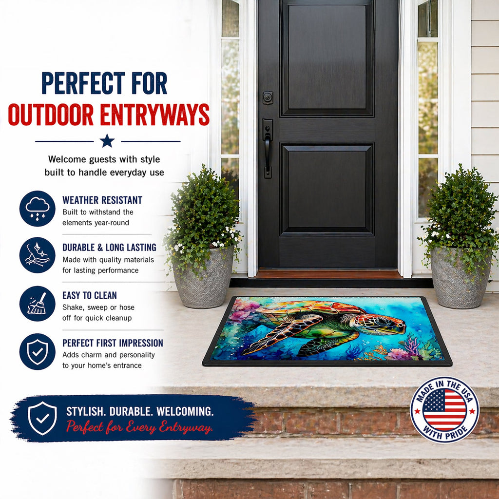 Loggerhead Sea Turtle Doormat Indoor Outdoor 24H X 36W Front Door Mat Rugs for Entryway, Non Slip Washable Low Pile,