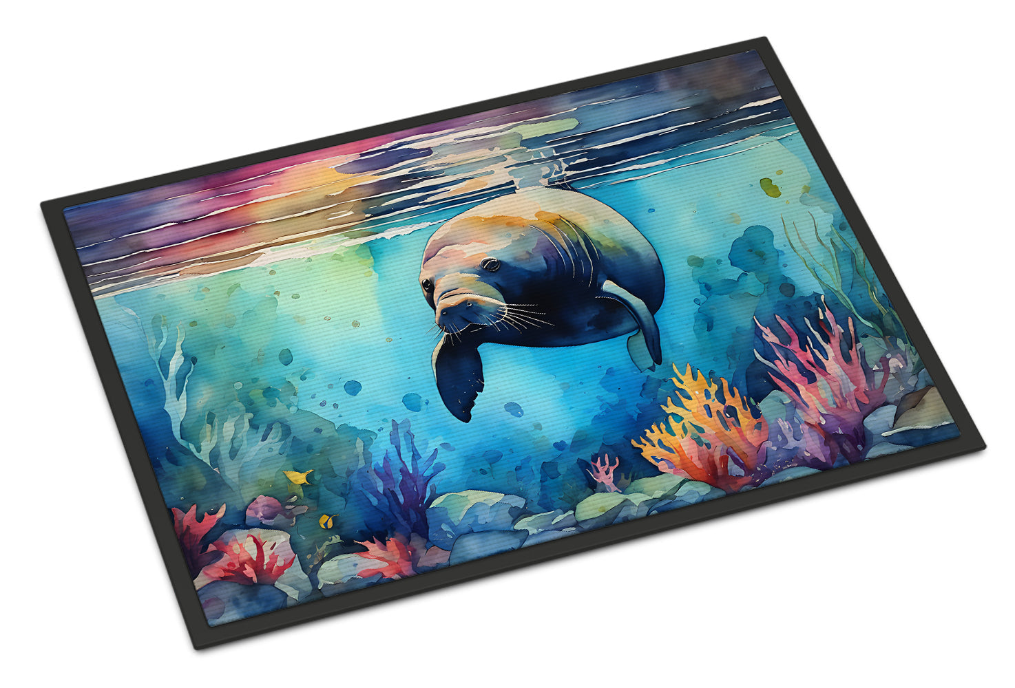 Manatee Doormat Indoor Outdoor 24H X 36W Front Door Mat Rugs for Entryway, Non Slip Washable Low Pile,