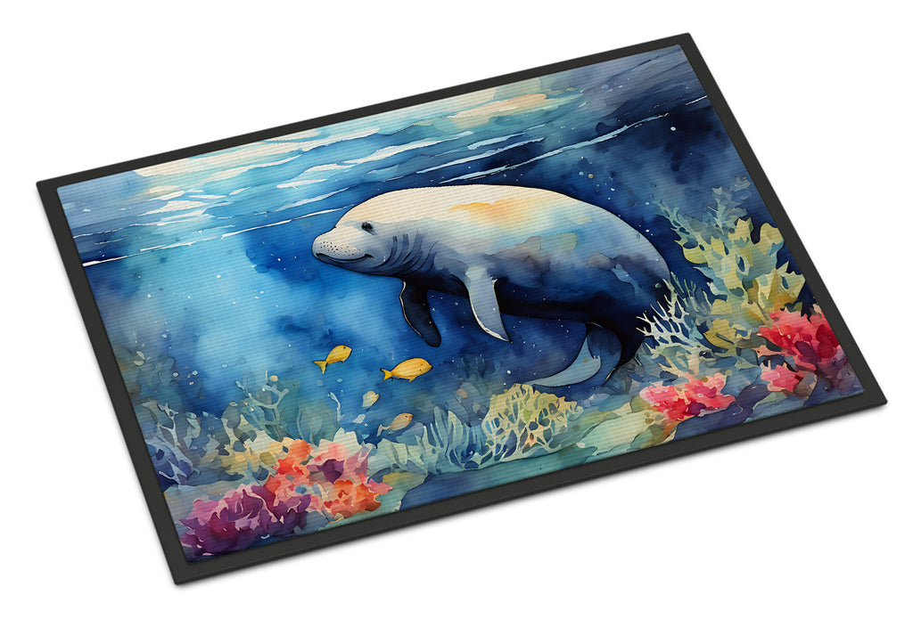 Manatee Doormat Indoor Outdoor 24H X 36W Front Door Mat Rugs for Entryway, Non Slip Washable Low Pile,