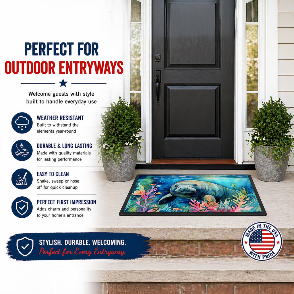 Manatee Doormat Indoor Outdoor 18H X 27W Front Door Mat Rugs for Entryway, Non Slip Washable
