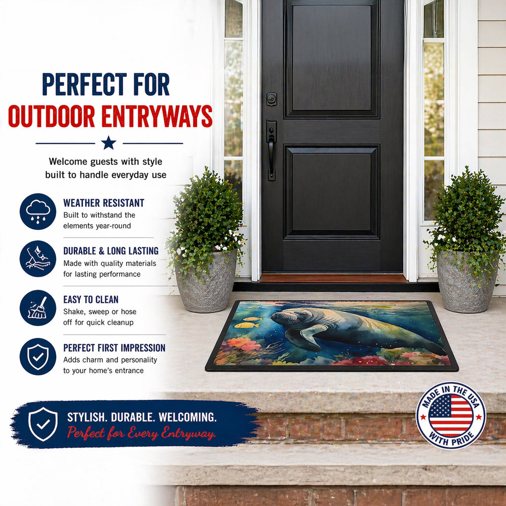Manatee Doormat Indoor Outdoor 18H X 27W Front Door Mat Rugs for Entryway, Non Slip Washable