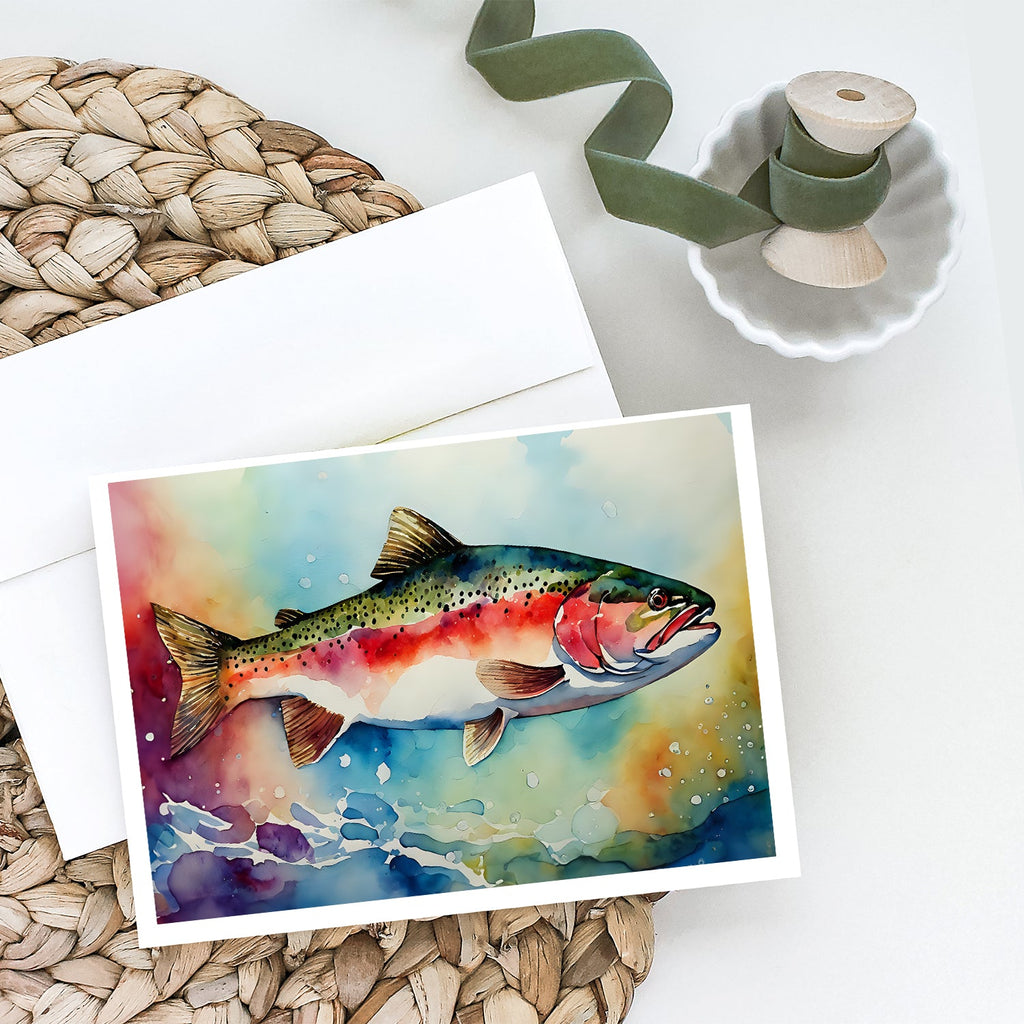 Rainbow Trout Greeting Cards Pack of 8 Blank Cards with Envelopes Whimsical A7 Size 5x7