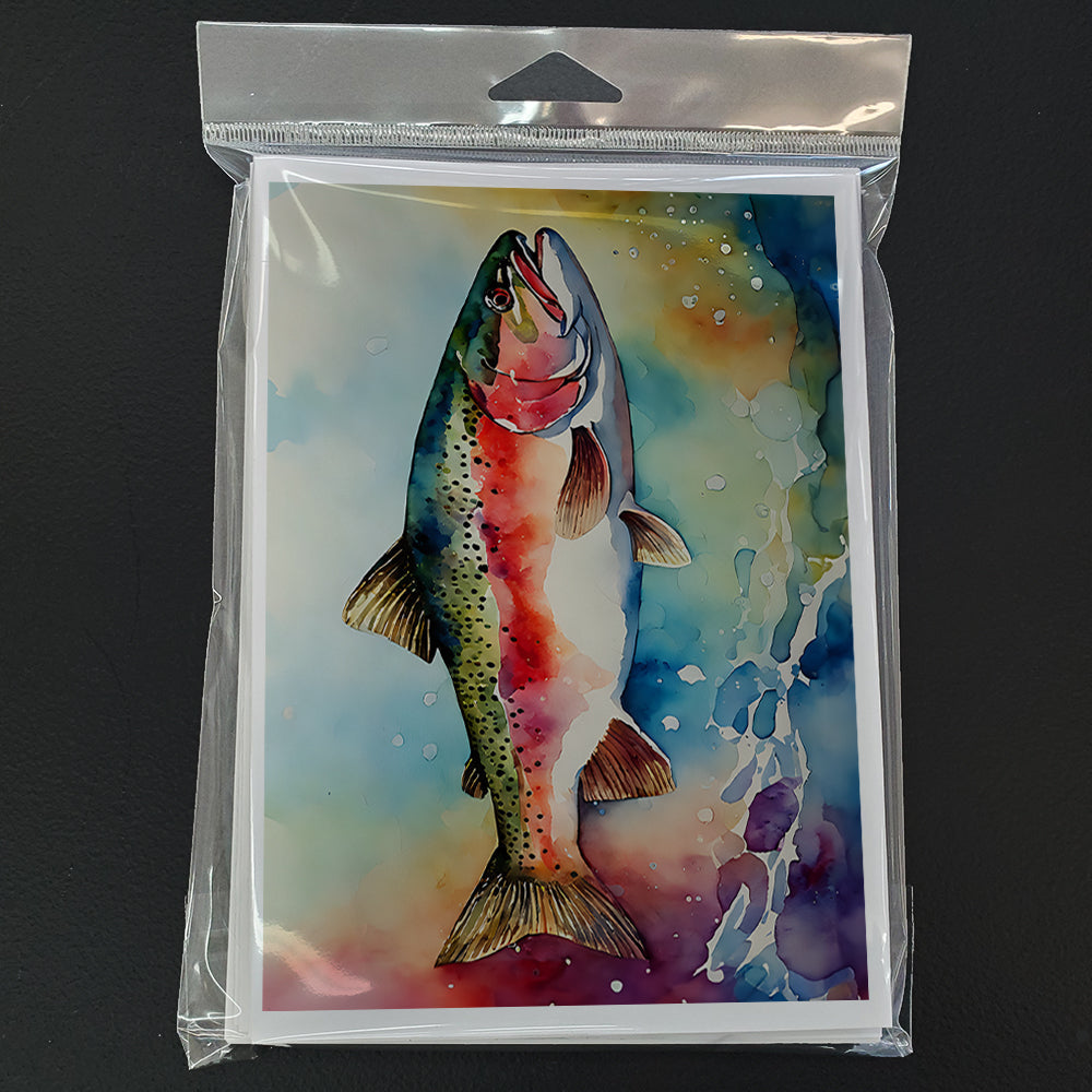 Rainbow Trout Greeting Cards Pack of 8 Blank Cards with Envelopes Whimsical A7 Size 5x7