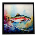 Rainbow Trout Framed Metal Print Bathroom, Kitchen, Office, Home Decor Wall Art Ready to Hang, Square, 8X8