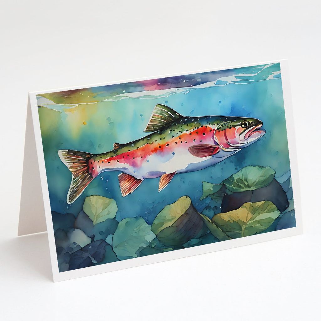 Rainbow Trout Greeting Cards Pack of 8 Blank Cards with Envelopes Whimsical A7 Size 5x7