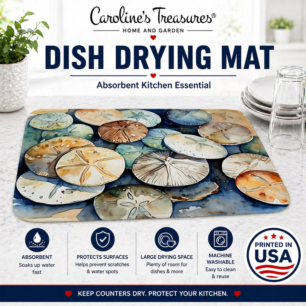 Sand Dollars Dish Drying Mat Absorbent Dish Drying Mat Pad for Kitchen Counter Dish Drainer Mat for Countertop, 14 x 21", Multicolor
