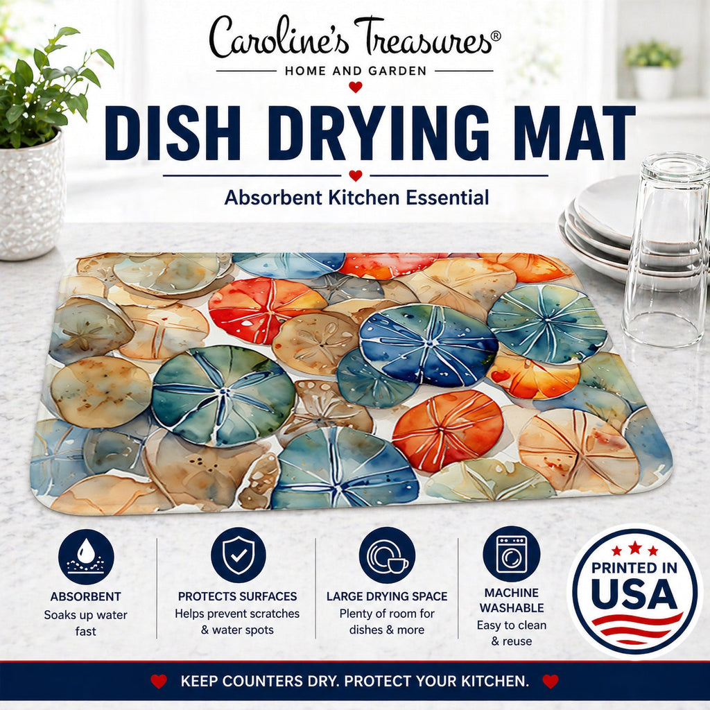 Sand Dollars Dish Drying Mat Absorbent Dish Drying Mat Pad for Kitchen Counter Dish Drainer Mat for Countertop, 14 x 21", Multicolor