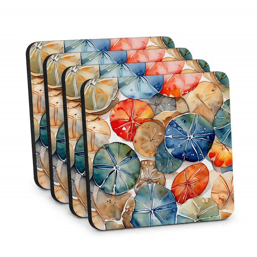 Sand Dollars Foam Coasters Set of 4 Cup Coasters for Indoor Outdoor, Tabletop Protection, Anti Slip, Mouse pad Material