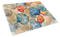 Sand Dollars Cutting Board Tempered Glass Kitchen Cutting Surface, Heat Resistant Chopping, Non-Slip Feet, Food Prep & Serving