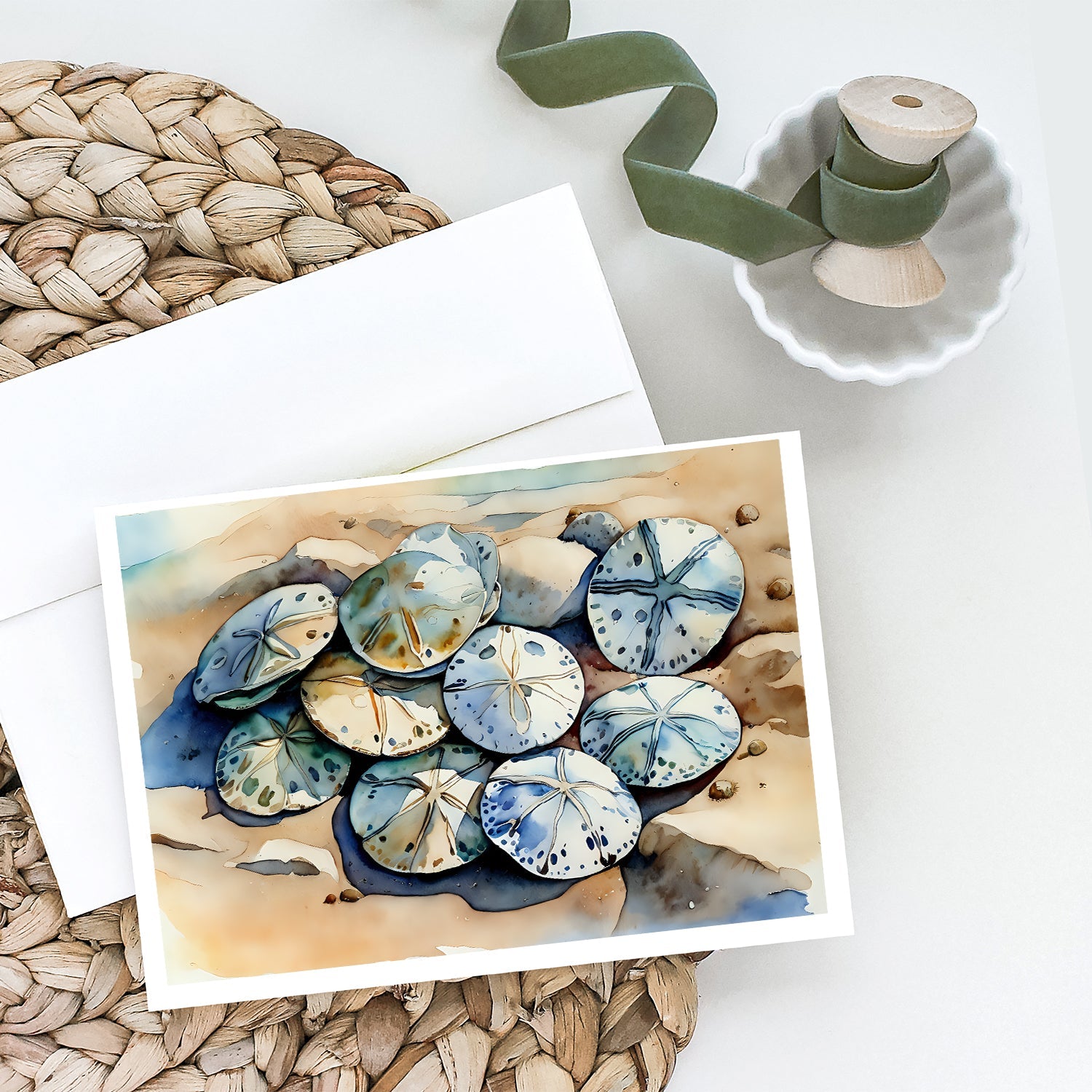 Sand Dollars Greeting Cards Pack of 8 Blank Cards with Envelopes Whimsical A7 Size 5x7