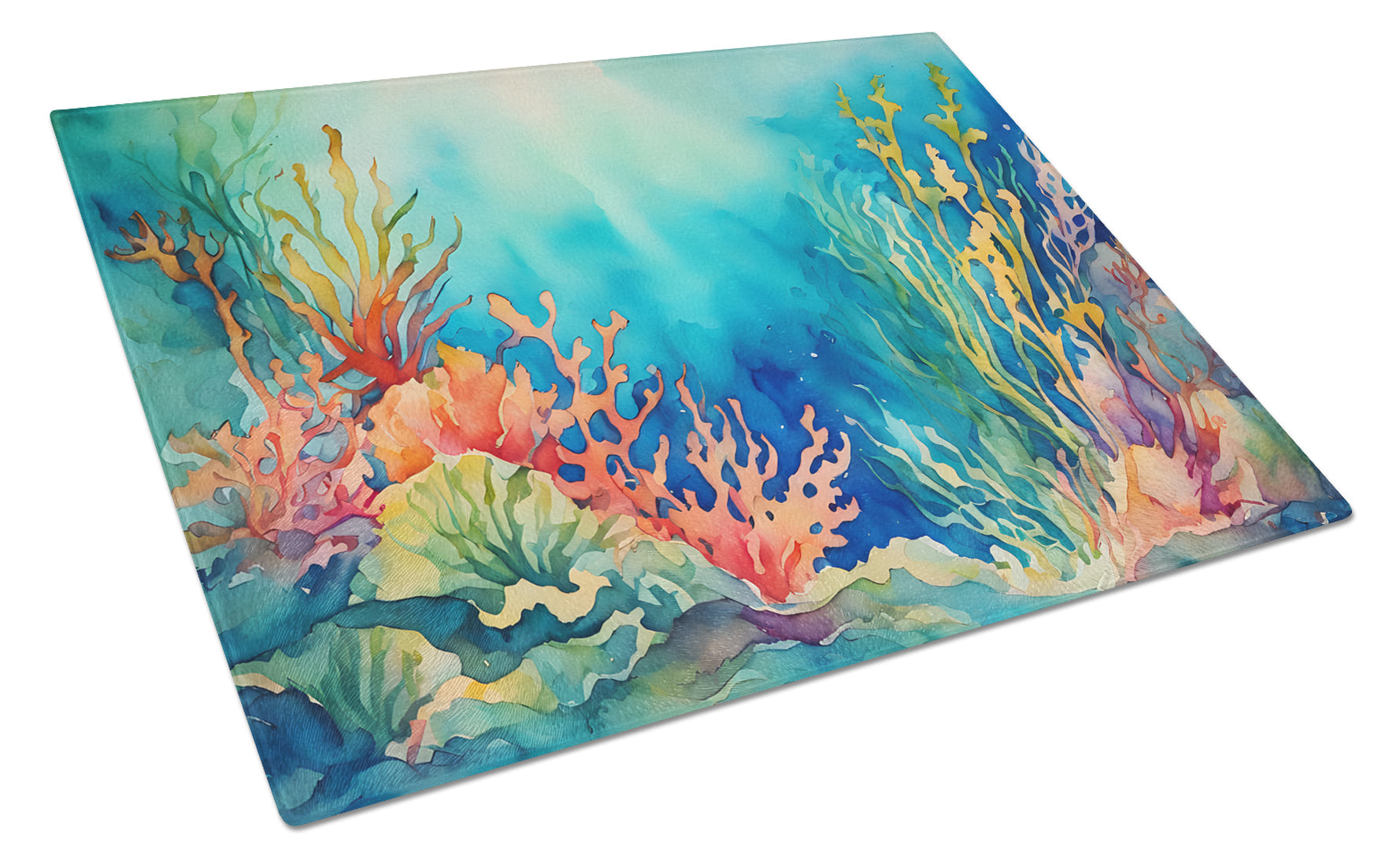 Seaweed Cutting Board Tempered Glass Kitchen Cutting Surface, Heat Resistant Chopping, Non-Slip Feet, Food Prep & Serving