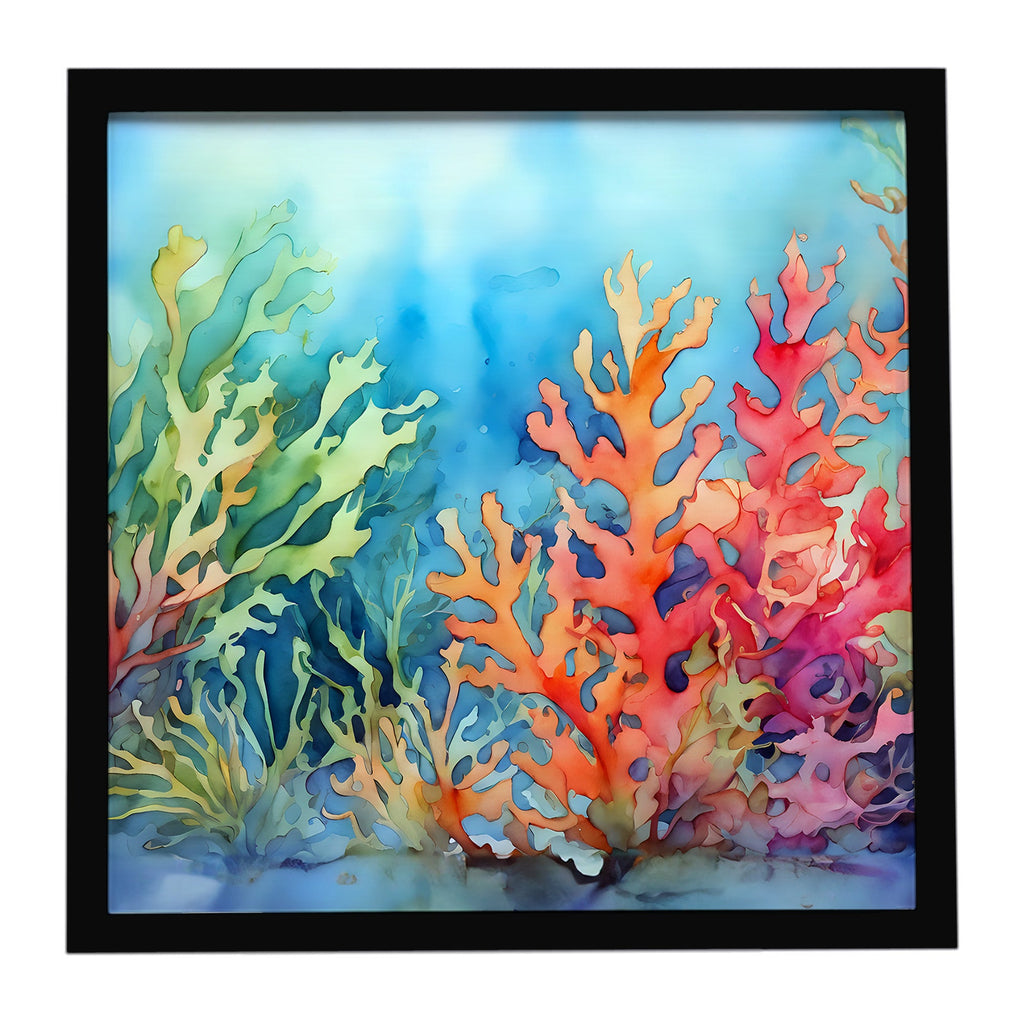 Seaweed Framed Metal Print Bathroom, Kitchen, Office, Home Decor Wall Art Ready to Hang, Square, 8X8