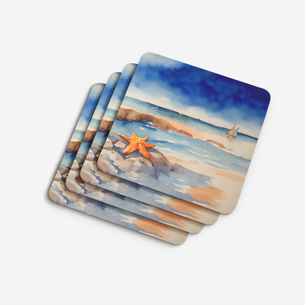 Starfish Foam Coasters Set of 4 Cup Coasters for Indoor Outdoor, Tabletop Protection, Anti Slip, Mouse pad Material