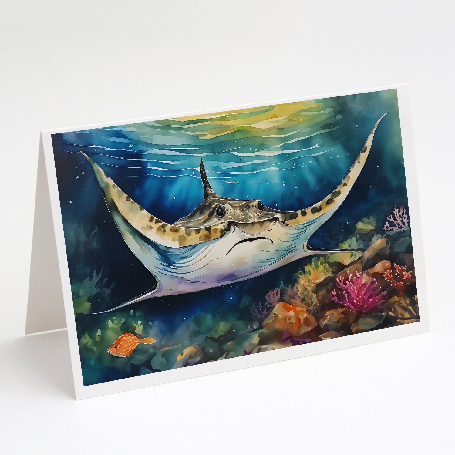 Sting Ray Greeting Cards Pack of 8 Blank Cards with Envelopes Whimsical A7 Size 5x7