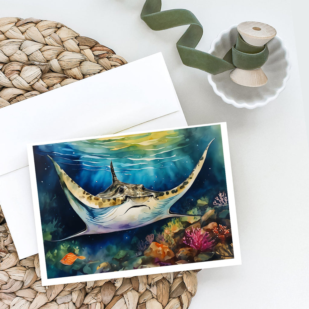 Sting Ray Greeting Cards Pack of 8 Blank Cards with Envelopes Whimsical A7 Size 5x7
