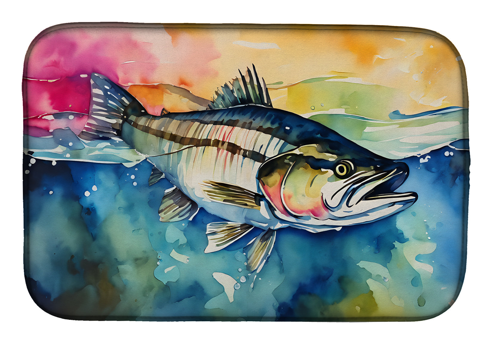 Striped Bass Dish Drying Mat Absorbent Dish Drying Mat Pad for Kitchen Counter Dish Drainer Mat for Countertop, 14 x 21", Multicolor
