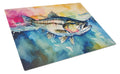 Striped Bass Cutting Board Tempered Glass Kitchen Cutting Surface, Heat Resistant Chopping, Non-Slip Feet, Food Prep & Serving