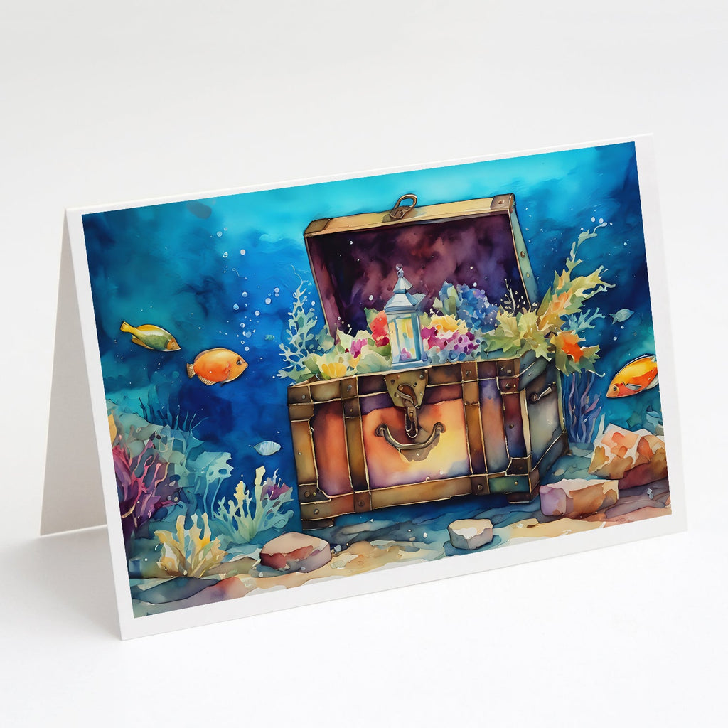 Treasure Chest Greeting Cards Pack of 8 Blank Cards with Envelopes Whimsical A7 Size 5x7