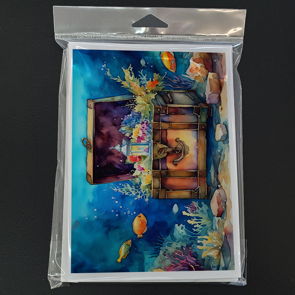 Treasure Chest Greeting Cards Pack of 8 Blank Cards with Envelopes Whimsical A7 Size 5x7