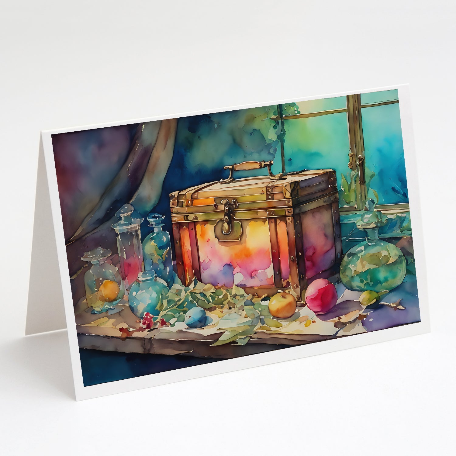 Treasure Chest Greeting Cards Pack of 8 Blank Cards with Envelopes Whimsical A7 Size 5x7