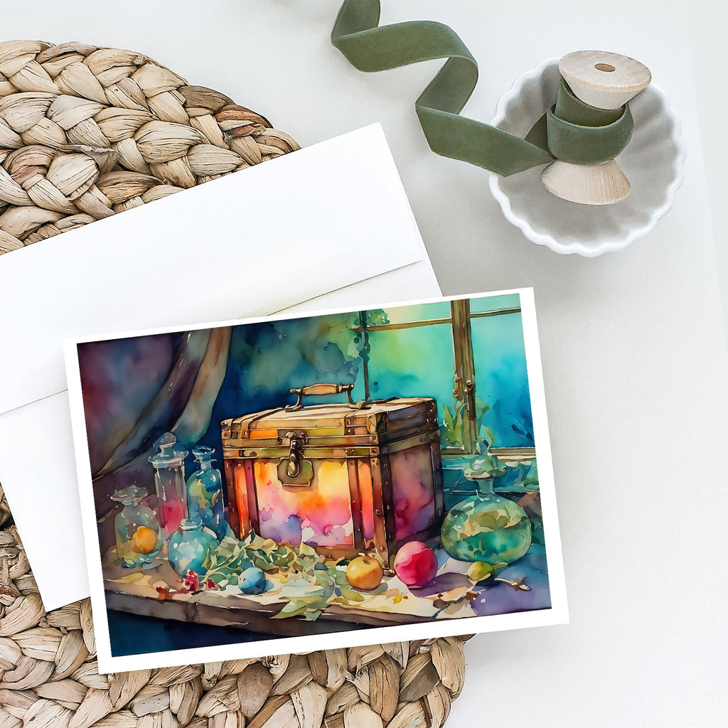 Treasure Chest Greeting Cards Pack of 8 Blank Cards with Envelopes Whimsical A7 Size 5x7