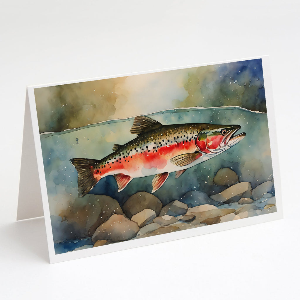 Trout Greeting Cards Pack of 8 Blank Cards with Envelopes Whimsical A7 Size 5x7