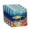 Yellowfin Tuna Foam Coasters Set of 4 Cup Coasters for Indoor Outdoor, Tabletop Protection, Anti Slip, Mouse pad Material