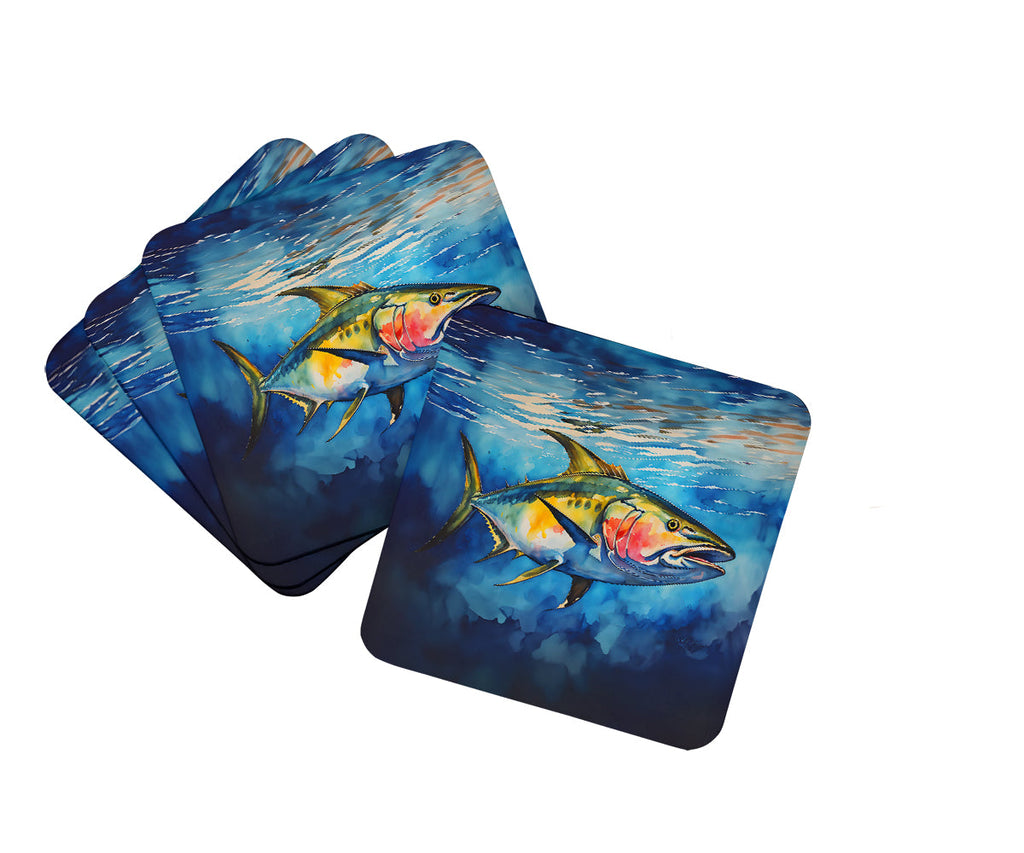 Yellowfin Tuna Foam Coasters Set of 4 Cup Coasters for Indoor Outdoor, Tabletop Protection, Anti Slip, Mouse pad Material