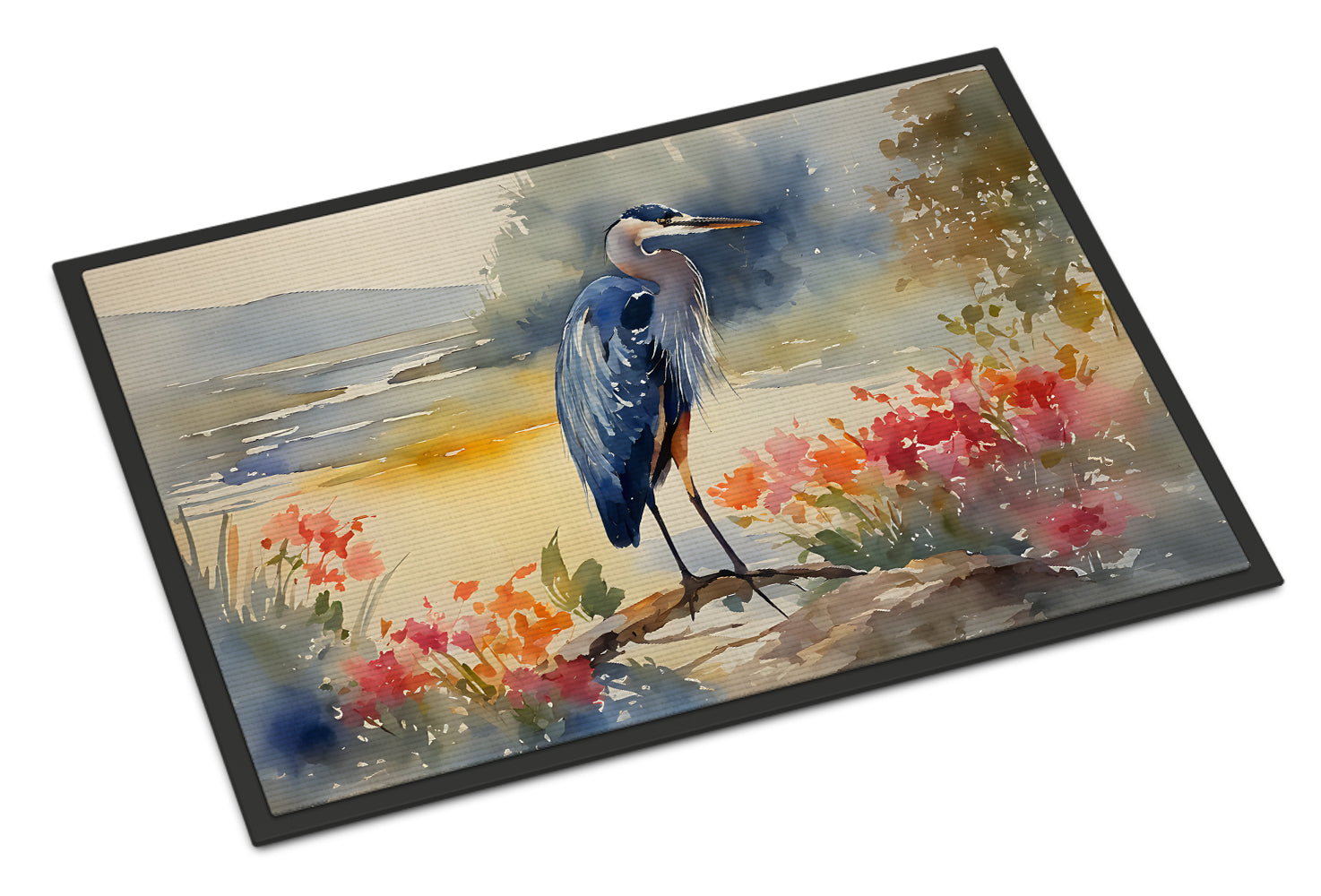 Blue Heron Doormat Indoor Outdoor 24H X 36W Front Door Mat Rugs for Entryway, Non Slip Washable Low Pile,