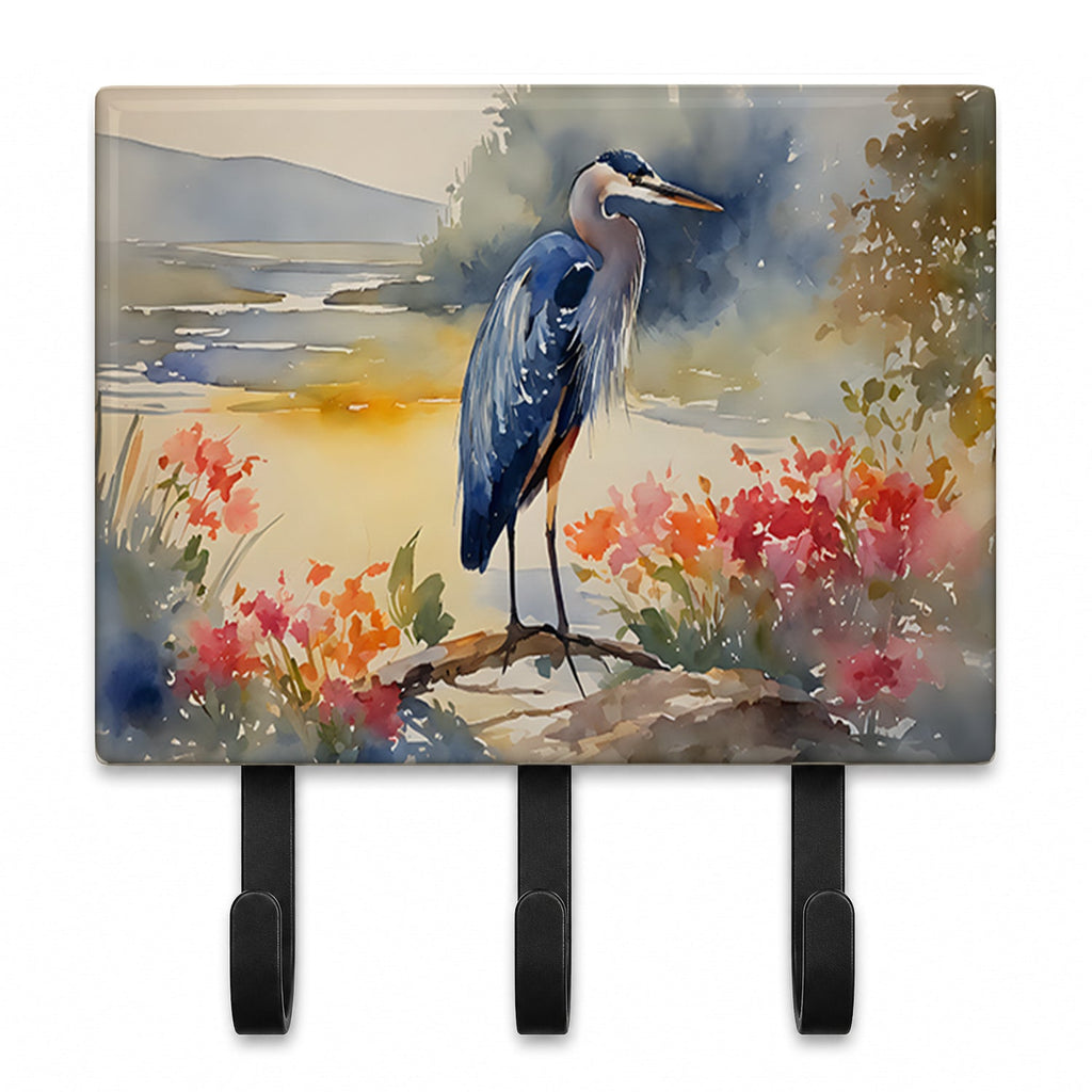 Blue Heron Leash or Key Holder Wall Hooks, Coat Rack Wall Mount, for Hanging Keys, Towels, Aprons, Leashes