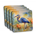 Blue Heron Foam Coasters Set of 4 Cup Coasters for Indoor Outdoor, Tabletop Protection, Anti Slip, Mouse pad Material