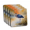 Blue Heron Foam Coasters Set of 4 Cup Coasters for Indoor Outdoor, Tabletop Protection, Anti Slip, Mouse pad Material