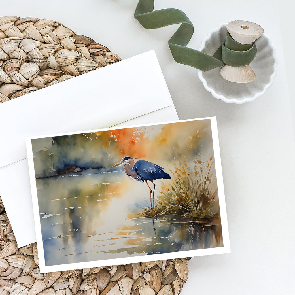 Blue Heron Greeting Cards Pack of 8 Blank Cards with Envelopes Whimsical A7 Size 5x7