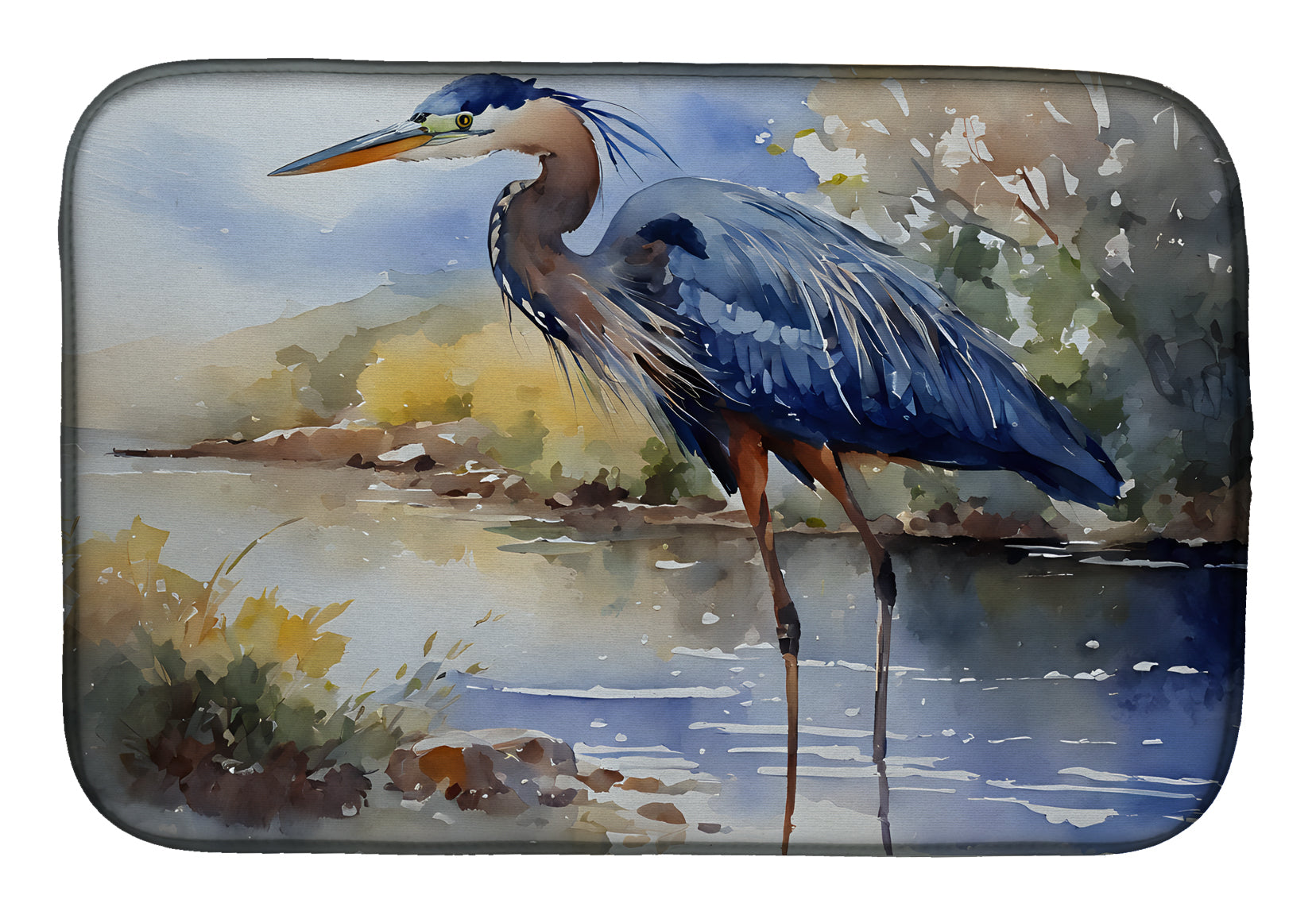 Blue Heron Dish Drying Mat Absorbent Dish Drying Mat Pad for Kitchen Counter Dish Drainer Mat for Countertop, 14 x 21", Multicolor