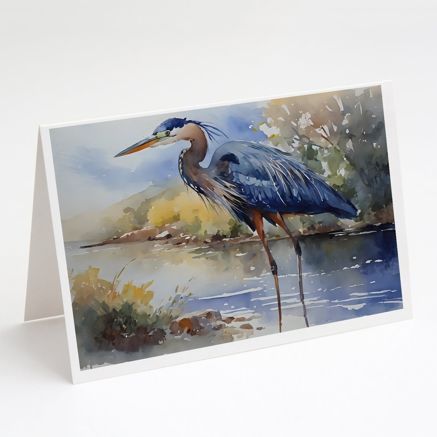 Blue Heron Greeting Cards Pack of 8 Blank Cards with Envelopes Whimsical A7 Size 5x7