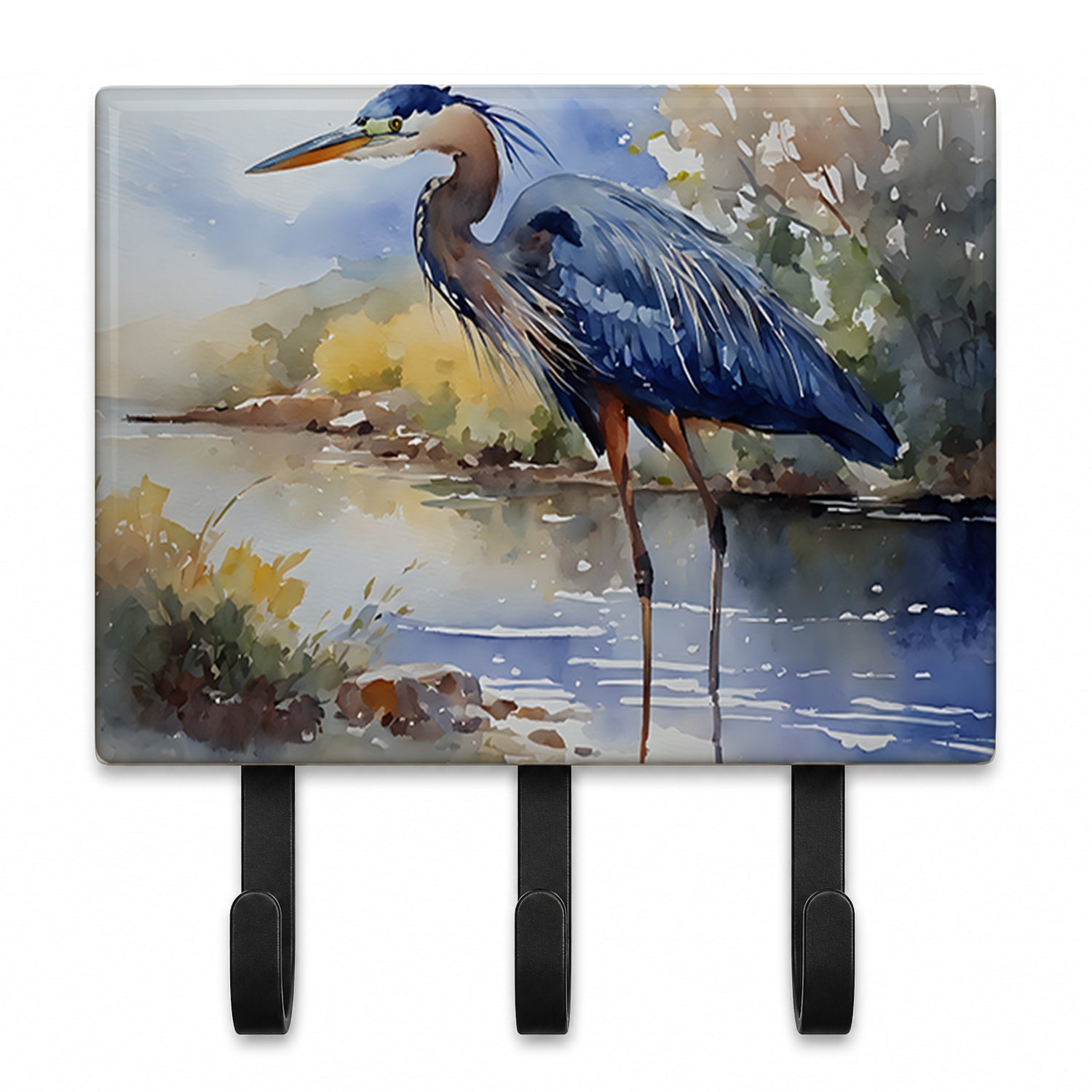 Blue Heron Leash or Key Holder Wall Hooks, Coat Rack Wall Mount, for Hanging Keys, Towels, Aprons, Leashes
