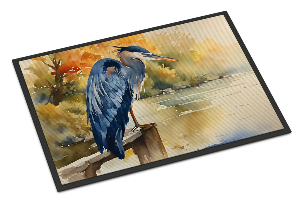 Blue Heron Doormat Indoor Outdoor 24H X 36W Front Door Mat Rugs for Entryway, Non Slip Washable Low Pile,