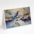 Blue Heron Greeting Cards Pack of 8 Blank Cards with Envelopes Whimsical A7 Size 5x7