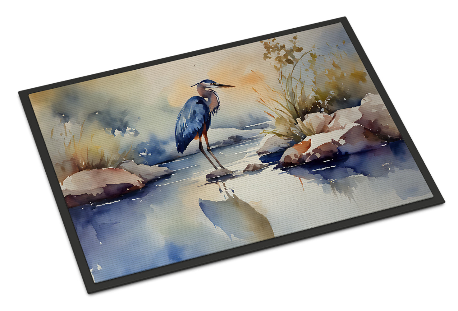 Blue Heron Doormat Indoor Outdoor 24H X 36W Front Door Mat Rugs for Entryway, Non Slip Washable Low Pile,