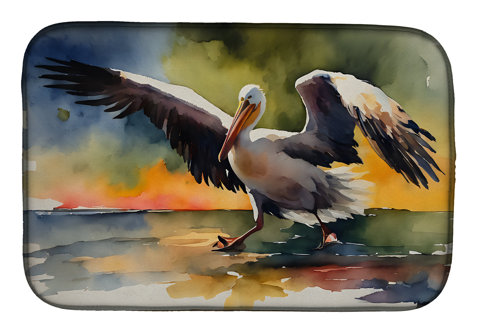 Pelican Dish Drying Mat Absorbent Dish Drying Mat Pad for Kitchen Counter Dish Drainer Mat for Countertop, 14 x 21", Multicolor
