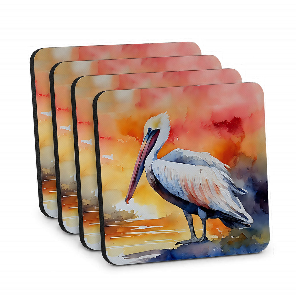 Pelican Foam Coasters Set of 4 Cup Coasters for Indoor Outdoor, Tabletop Protection, Anti Slip, Mouse pad Material