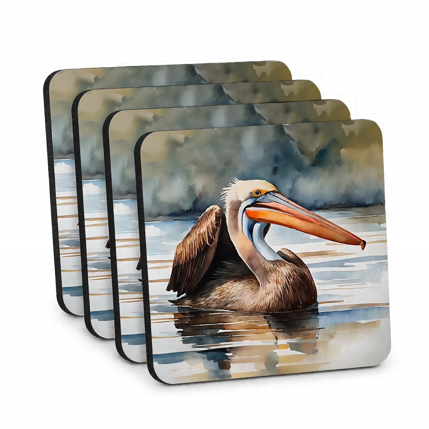 Pelican Foam Coasters Set of 4 Cup Coasters for Indoor Outdoor, Tabletop Protection, Anti Slip, Mouse pad Material