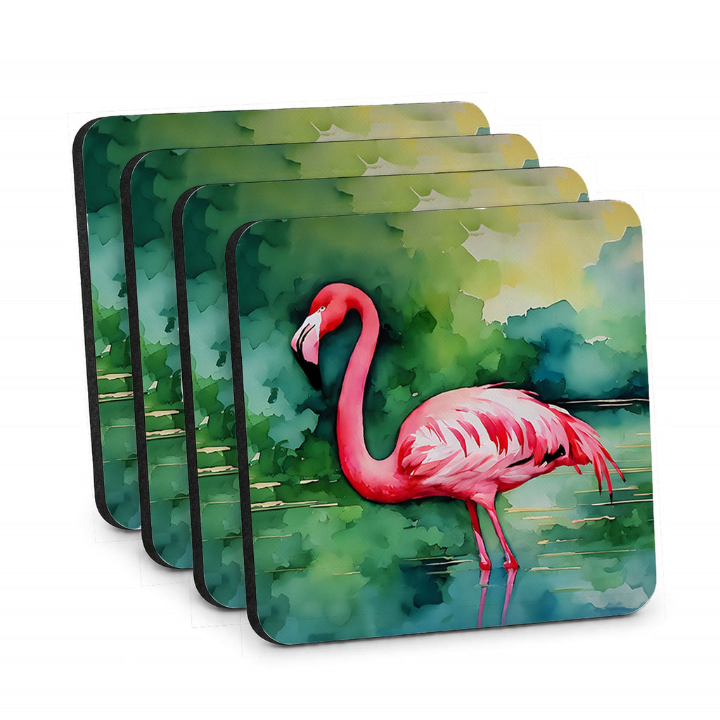 Flamingo Foam Coasters Set of 4 Cup Coasters for Indoor Outdoor, Tabletop Protection, Anti Slip, Mouse pad Material