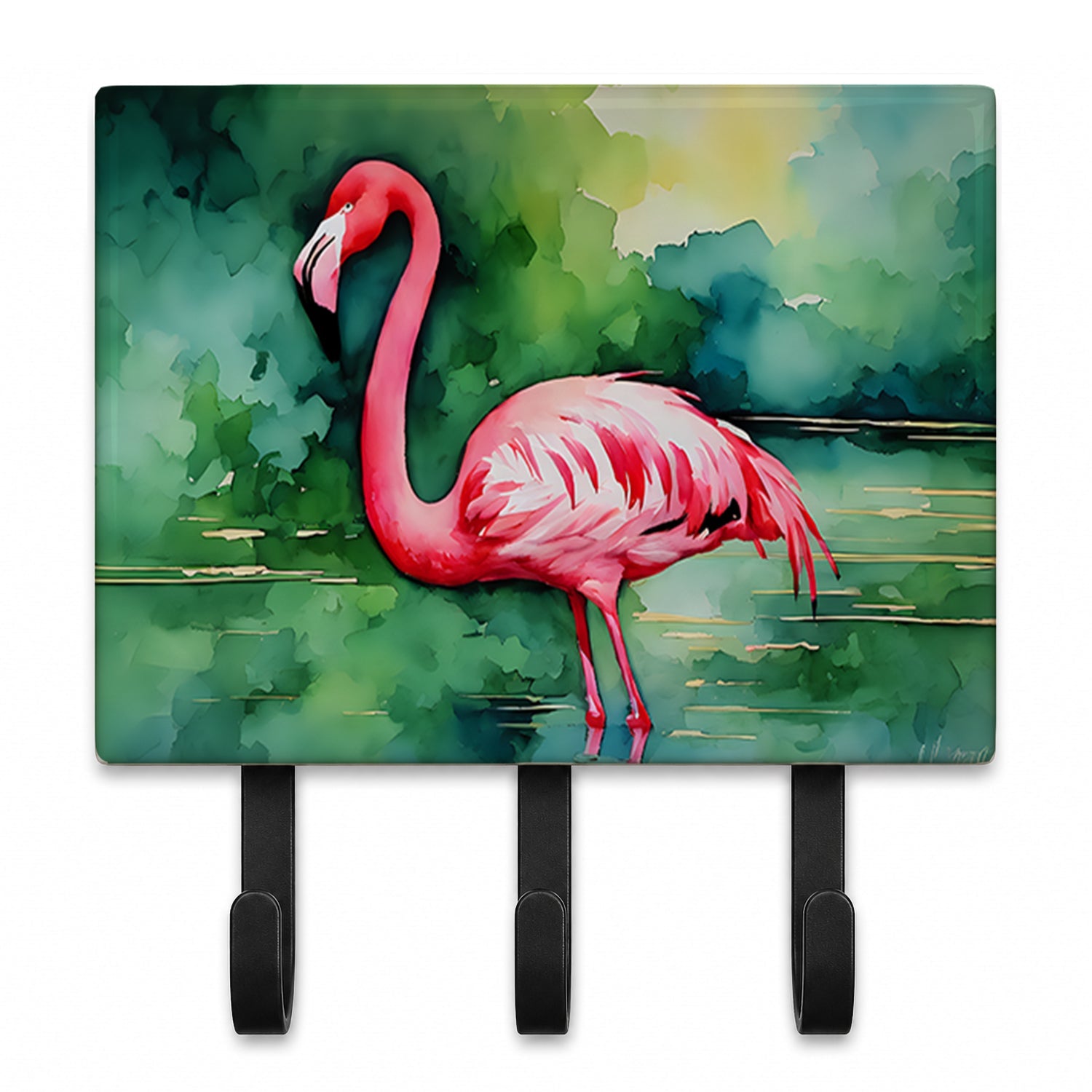 Flamingo Leash or Key Holder Wall Hooks, Coat Rack Wall Mount, for Hanging Keys, Towels, Aprons, Leashes
